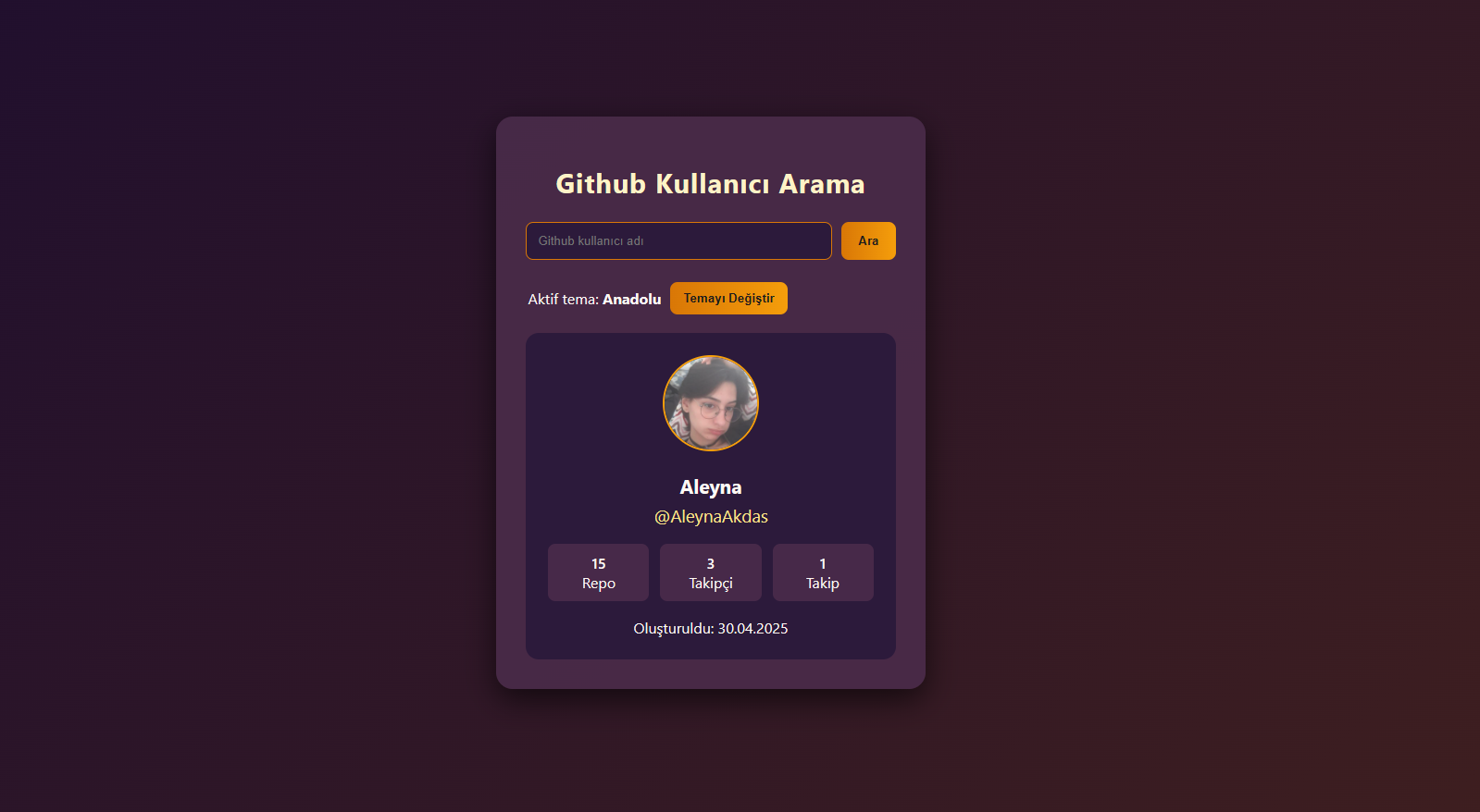 GitHub kullanıcı arama arayüzü kapak görseli