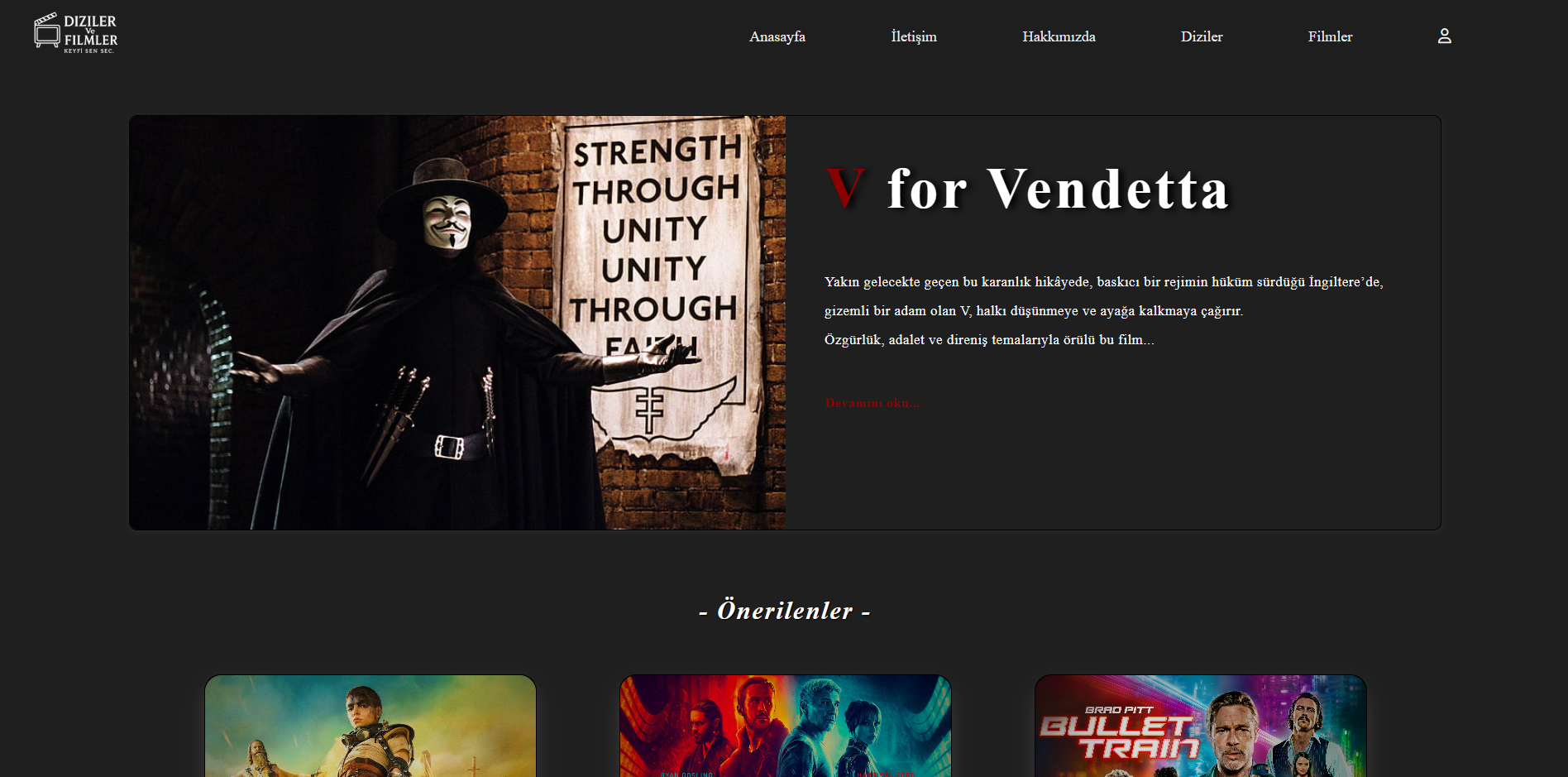 ReelFade film-dizi arayüzünün kapak görüntüsü